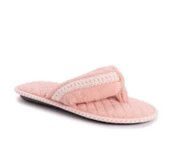 New MUK LUKS Darlene Micro Chenille Thong Slippers