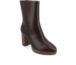 Sale Journee Collection Women's Romer Block Heeled Platform Booties