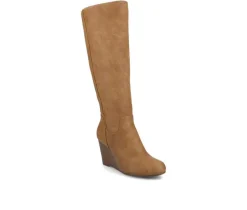 Sale Journee Collection Women's Langly Wedge Knee High Boots