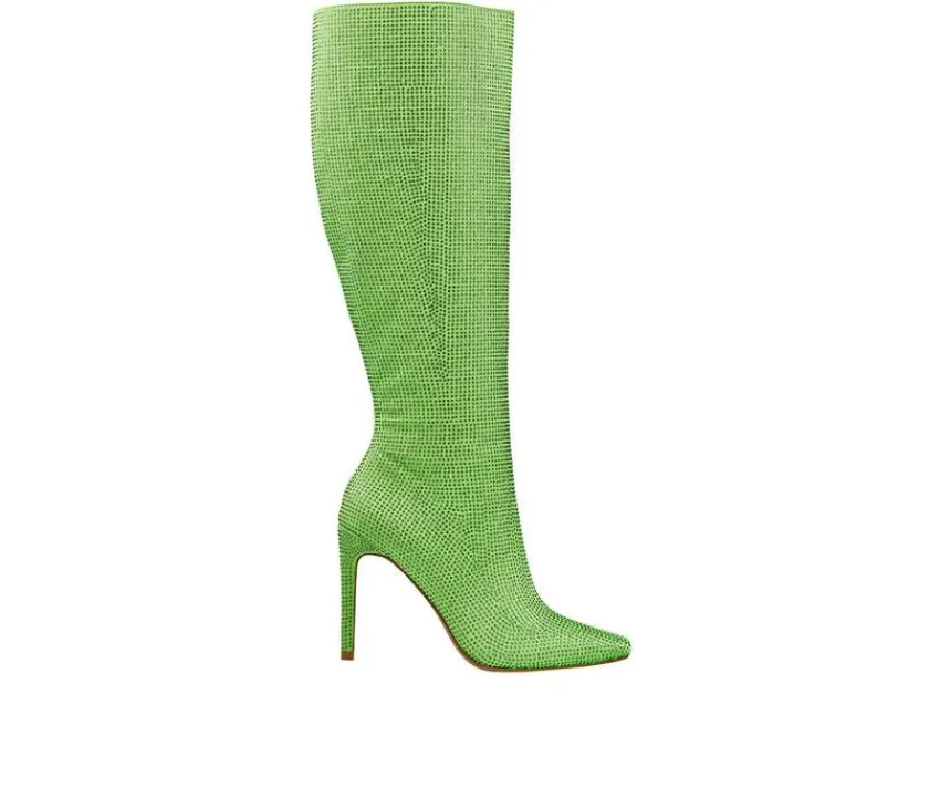 Online Lady Couture Women's Diamond Knee High Stiletto Boots