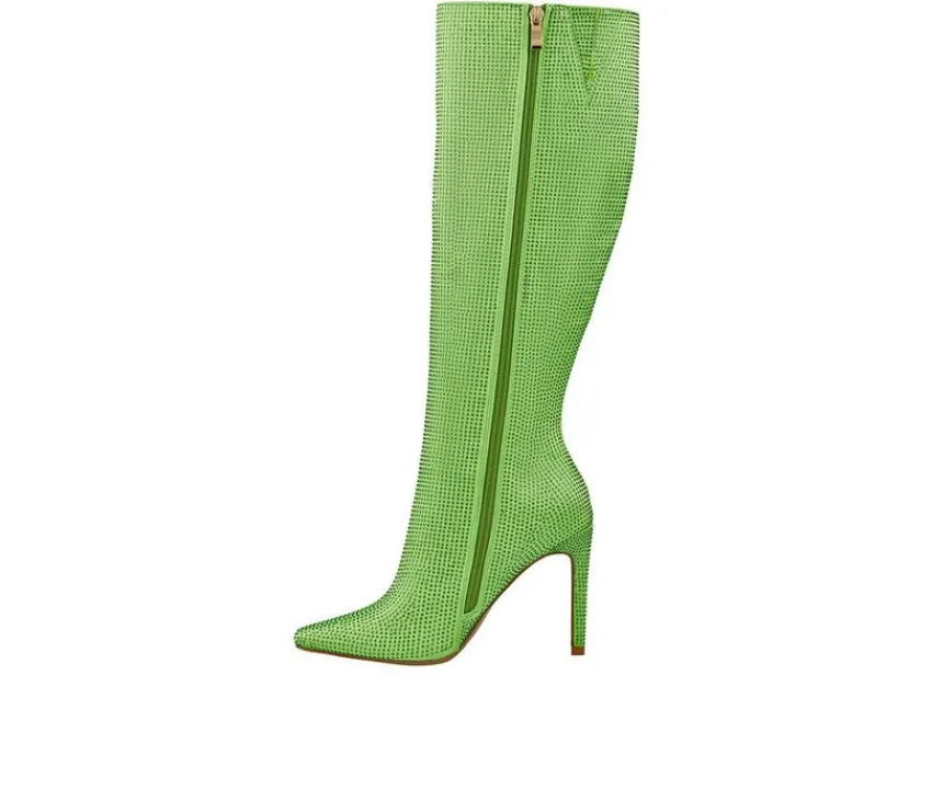 Online Lady Couture Women's Diamond Knee High Stiletto Boots