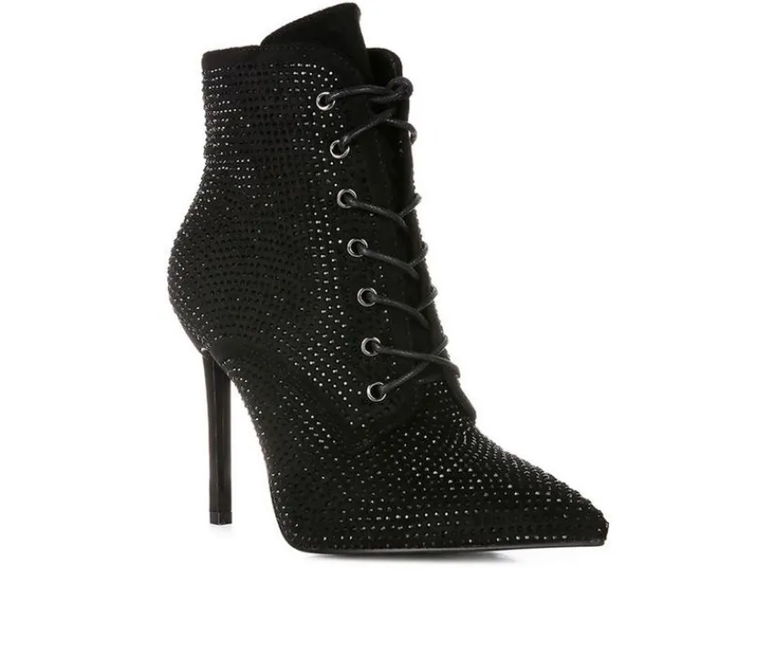 Outlet London Rag Women's Head On Lace Up Stiletto Booties