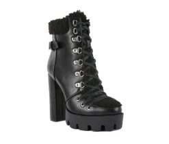 Online London Rag Women's Pines Lace Up Heeled Platform Boots