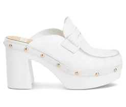 New Rag & Co Women's Lyrac Recycled Leather Platform Clogs