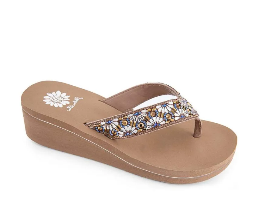 Hot Yellow Box Women's Savira Wedge Flip-Flops