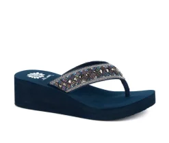 New Yellow Box Women's Selvia Wedge Flip-Flops